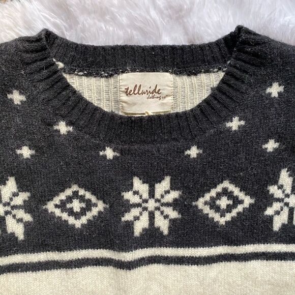 Telluride Sweater Lambs Wool Fair Isle Winter Warm Crew Neck Women’s Size Large - Picture 4 of 7